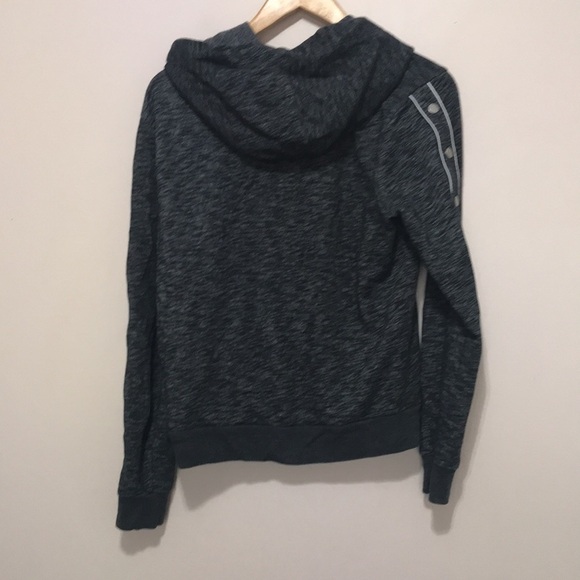 VICTORIA’S Secret Pink Snap Sleeves Full Zip Hoodie black marled size Medium - Picture 6 of 11